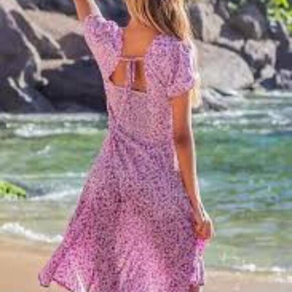 Cupshe Pink and White Puff Sleeve Sundress - Picture 5 of 7